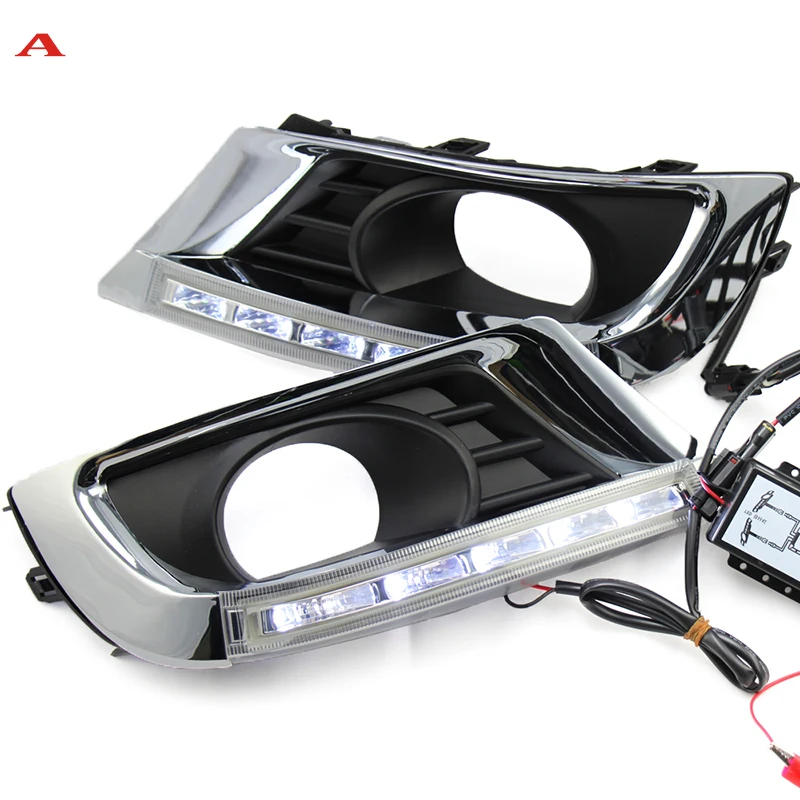 2 шт. для Toyota Camry 2009-2011 Светодиодный дневной ходовой светильник DRL Автомобильная противотуманная фара 6000K белый светильник желтый светильник - Испускаемый цвет: A