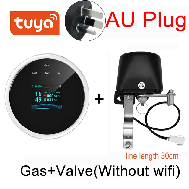 Tuya Smart Wifi Natural Gas Alarm Sensor With temperature function Combustible Gas Leak Detector LCD Display with time display security panic button Alarms & Sensors