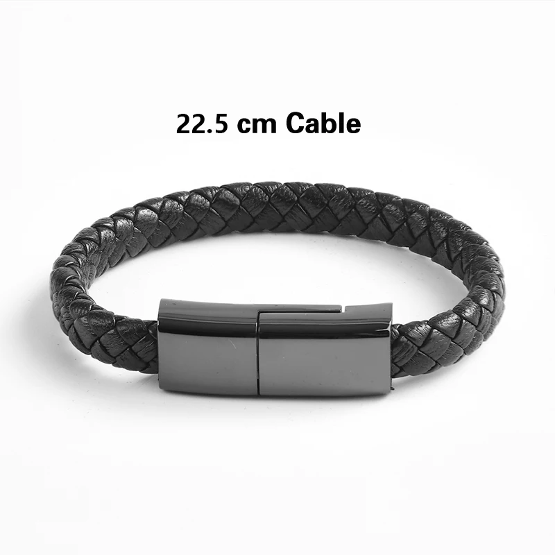 Открытый Портативный кожаный мини микро-usb браслет зарядное устройство данных зарядный кабель синхронизации для iPhone6 6s Android type-C телефонный кабель - Тип штекера: 22.5cm