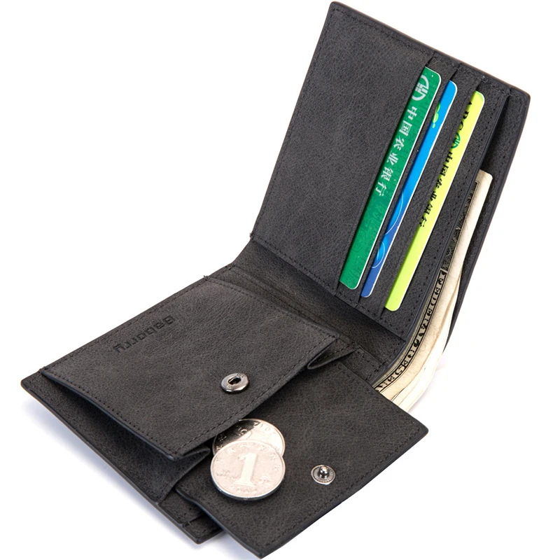 Rfid короткий Мужской кошелек из искусственной кожи, Противоугонный, кредитный держатель для карт, сумка для мужчин, на застежке, кошелек для монет для мужчин, новинка, высокое качество, на каждый день