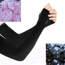 Спорт солнцезащитный бесшовный открытый езда УФ-защита манжеты лед рукав без пальцев половина пальца-сплошной цвет для взрослых