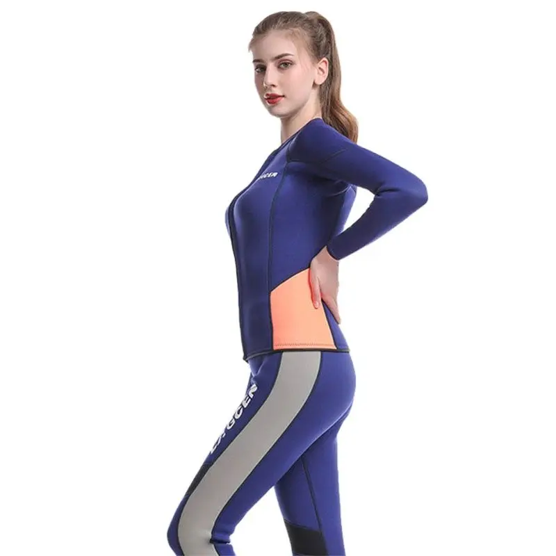 LAGCEN 2.5mm Neoprene Wetsuit Women Long Sleeve Scuba Diving suit Female Surfing Snorkeling 2 Pieces Set Winter Thermal Swimsuit diving suit