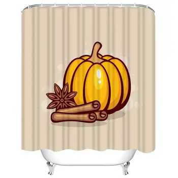 

Shower Curtain Sets Pumpkin Spice Illustration Sweets Pastries Dessert Menu Health Care Polyester Fabric Decor with 12 Hooks