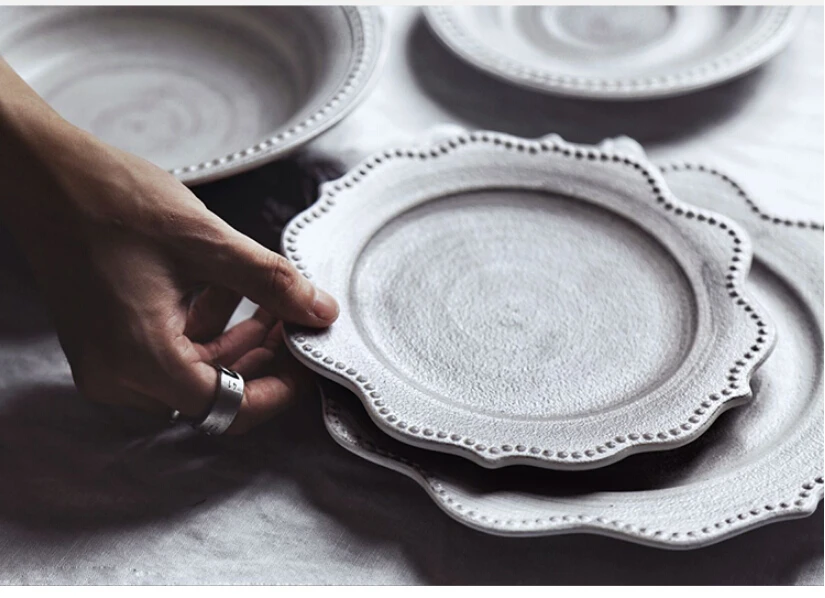 ANTOWALL Home use 1pcs Elegant classical ceramic dinner plate maincourse dish for wedding