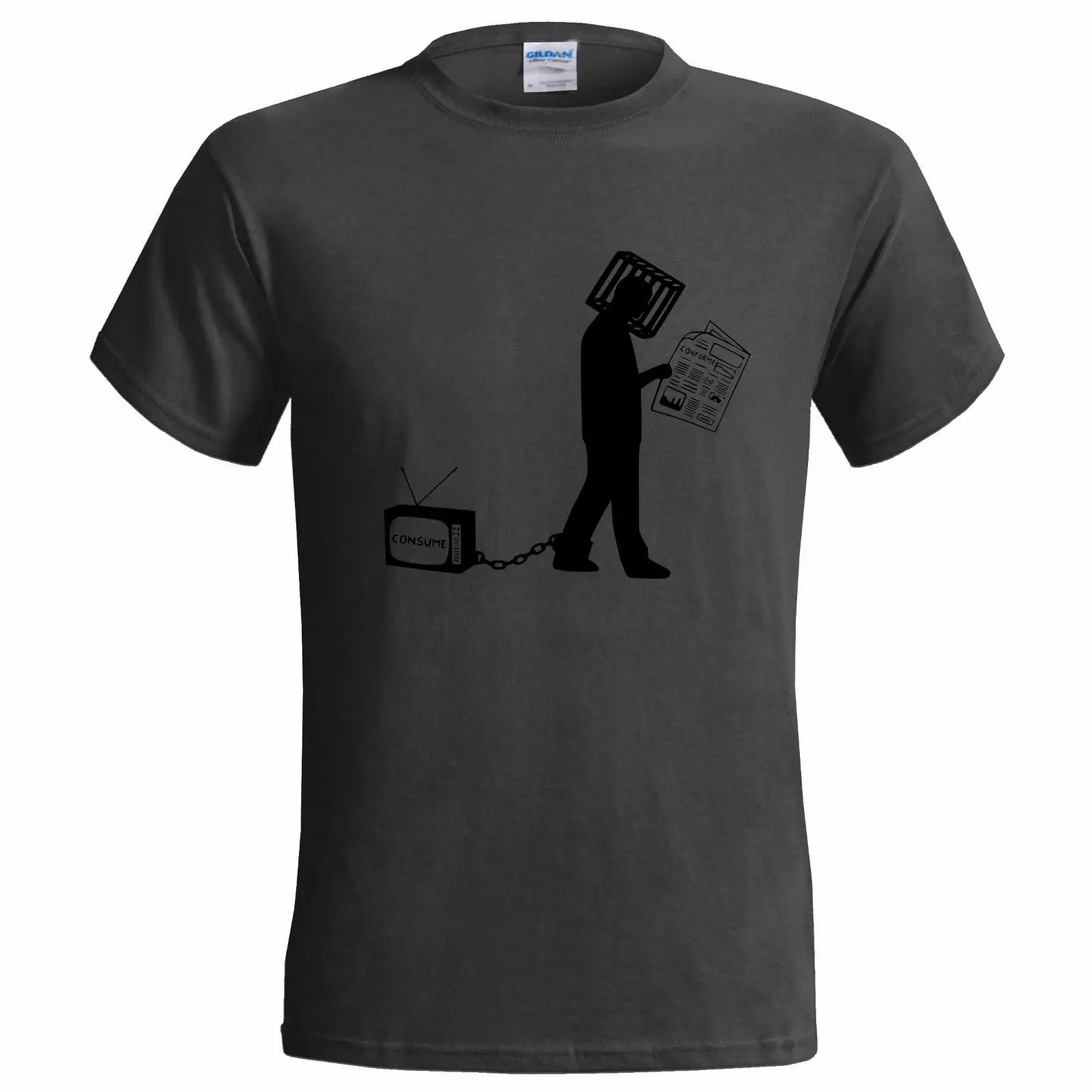 

CONSUME CONFORM MENS T SHIRT FREEDOM ANTI CAPITALISM ANARCHY RIGHTS PROPAGANDA Newest Top Tees,Fashion Style Men Tee