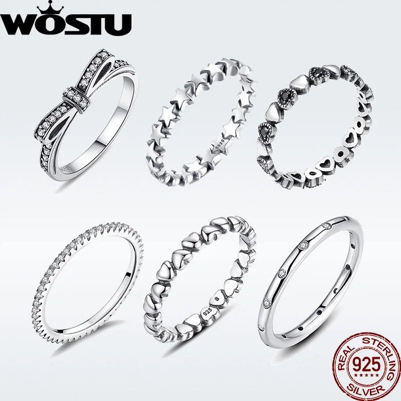 WOSTU Горячая продажа 925 пробы серебряные кольца для женщин Европейский