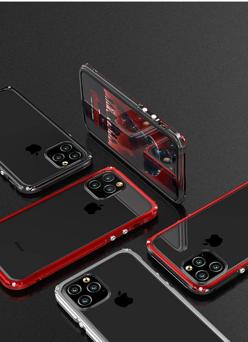 Роскошный металлический бампер для iPhone 11 Pro MAX чехол Алюминиевый металлический бампер+ прозрачный жесткий чехол-накладка для iPhone 11/Pro/Max чехол