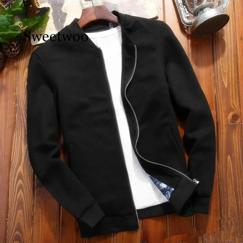 

Men's Casual Jacket Autumn Spring Thin Zipper Coat Fashion Solid Slim Fits Jacket Male Clothing M~4XL