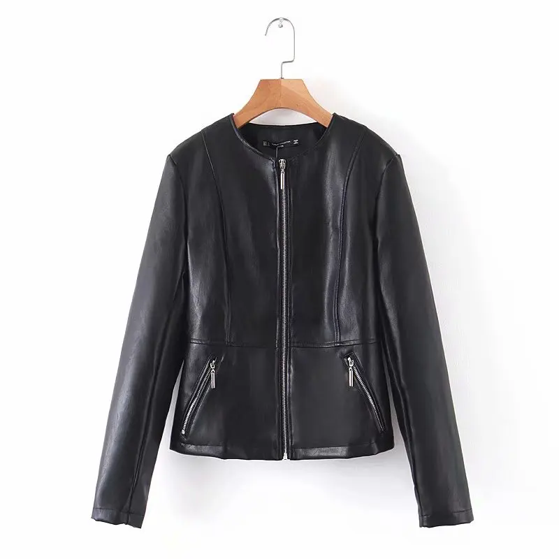 XQ8-60-9293 European and American fashion imitation leather coat