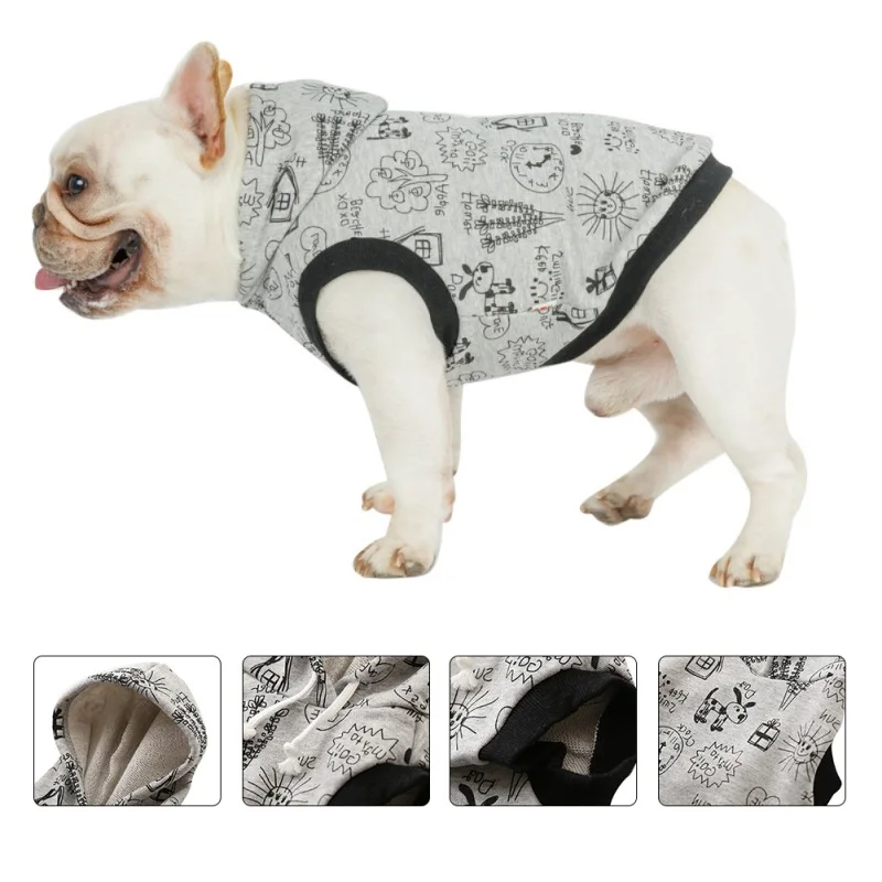 Мультяшный любимец, кошка, собака, теплый свитер, собака, толстовка с капюшоном, пальто с шапкой, осенняя толстовка с рисунком щенка, куртка с капюшоном, одежда для собак