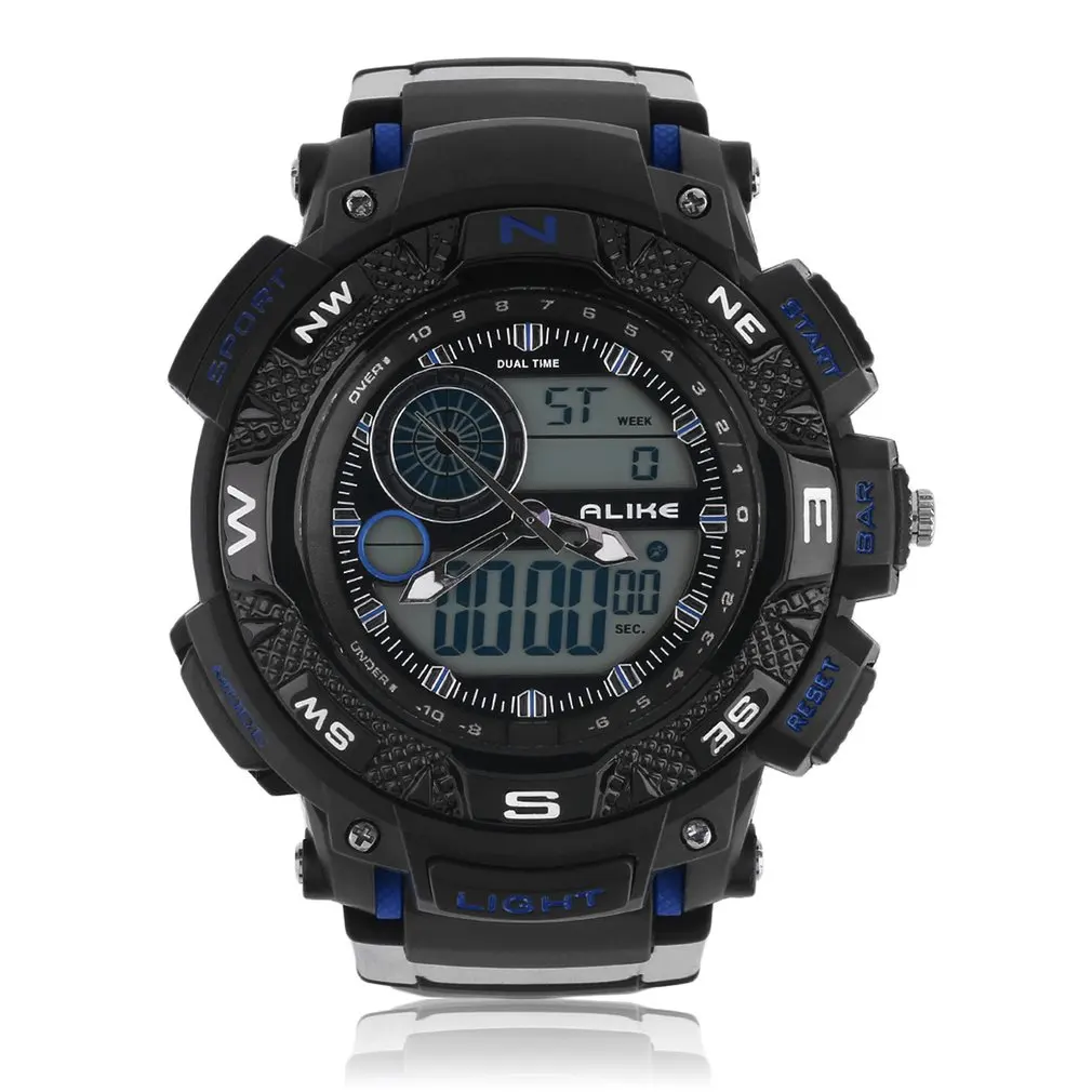 

ALIKE AK1389 Digital Sport Date Chronograph Back Light Men Wrist Watch with Orange, Black, Red, Green, Blue, Yellow color