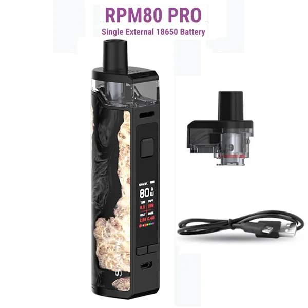 PRO Black wood SMOK RPM80 RPM80 PRO комплект Vape 80 Вт электронная сигарета 3000 мАч 18650 батарея 5 мл бак RPM сетка 0.4ohm RGC 0.17ohm VS RPM40 Pod - Цвет: PRO Black wood