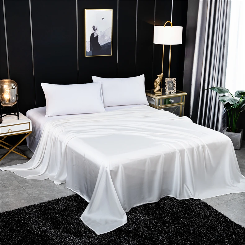 Description Picture 4 of itemNatural Mulberry Silk Flat Sheet Solid Color Bed Sheet High Quality King Size Bedding Sheet Home Textile Sheet