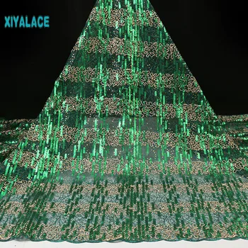 

Sequence lace fabric green african wedding lace fabric high qualty african nigerian net lace fabric for 5yards 3642b