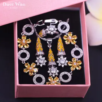 

many colors silver color Jewelry bracelet necklace earrings adjustable rings set for women unique design free shipping