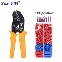 SN-02C Mini sıkma araçları 0.25-2.5mm ² ayarlanabilir Crimper pense 180 adet İzoleli Terminal kutusu tel ev elektrik araçlar