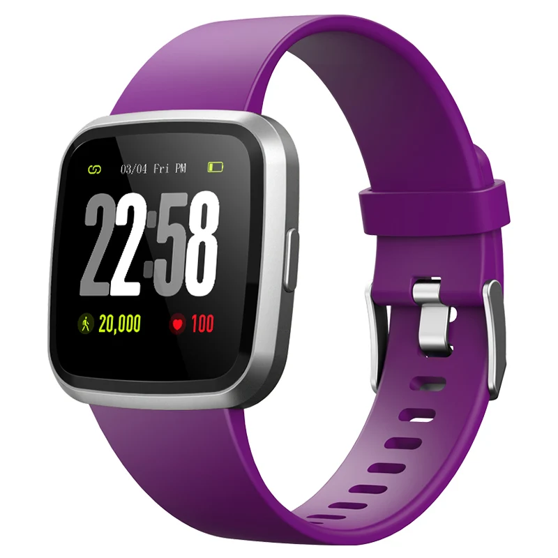 Purple Watch V12C умный Браслет Водонепроницаемый Монитор сердечного ритма для мужчин и женщин смарт-браслет Будильник спортивные часы SmartWatch для Android IOS Телефон - Цвет: Purple Watch
