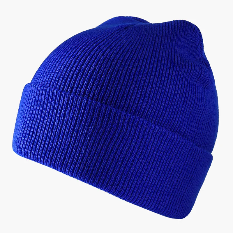 Зимние шапки, короткие шапки с манжетами, теплые Универсальные шапки для женщин, короткое трикотажное эластичное шапочка, Повседневная дышащая растягивающаяся шапка - Цвет: Royal Blue