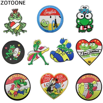 

ZOTOONE oeteldonk Full Embroidered Frog Carnival For Netherland Iron On Patches for Clothing Embroidered Patches for Clothing G