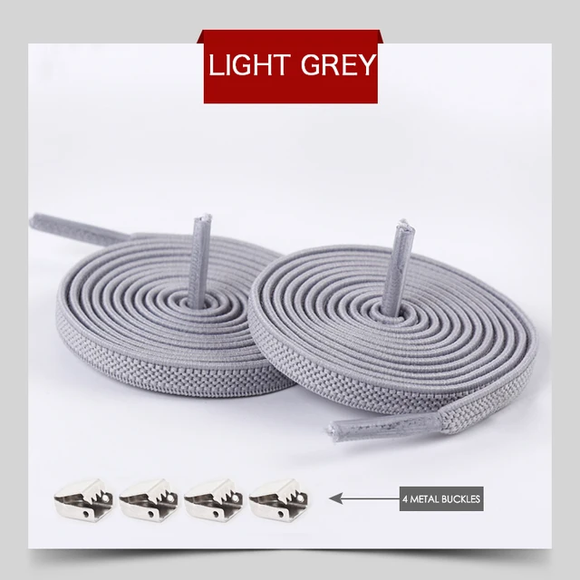 Elastic Shoelaces No Tie Shoe laces Outdoor Leisure Sneakers Quick Safety Flat Shoe lace Kids And Adult Unisex Lazy laces 1 Pair Light Gray