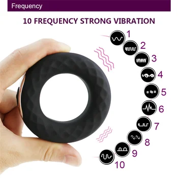 Vibrating Penis Ring Silicone Cock Rings Dick Vibrator Male Penis Massage Sex Toys For Men Remote Control 10 Speed Time Delay 2
