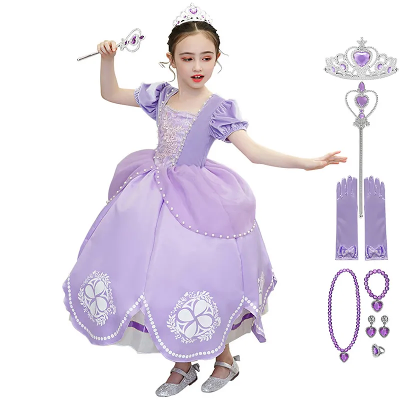 Little Princess Sofia Dresses For Girls Purple Evening Dress Baby Girl