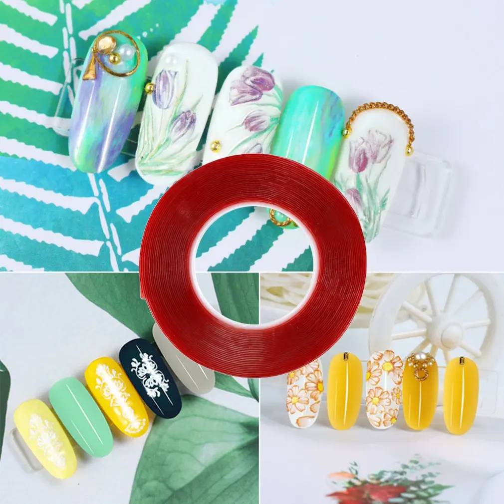 Nail 10 м прозрачный бесшовный двусторонний скотч кусок ленты для ногтей Портативный прочный цветной клей для карт