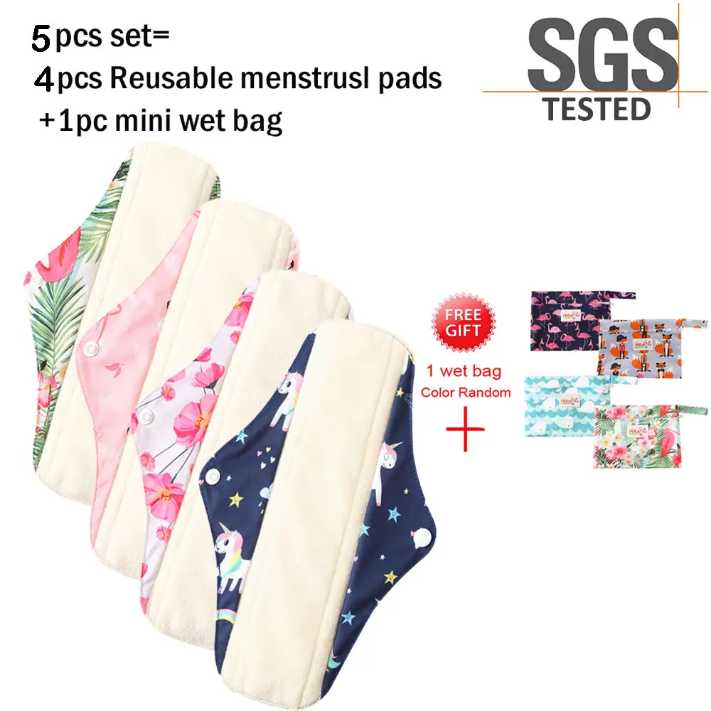 

5PCS Waterproof Panty Liners Menstrual Pads Washable Sanitary Pads Toallas Sanitaria Cloth Pad Character Feminine Higiene