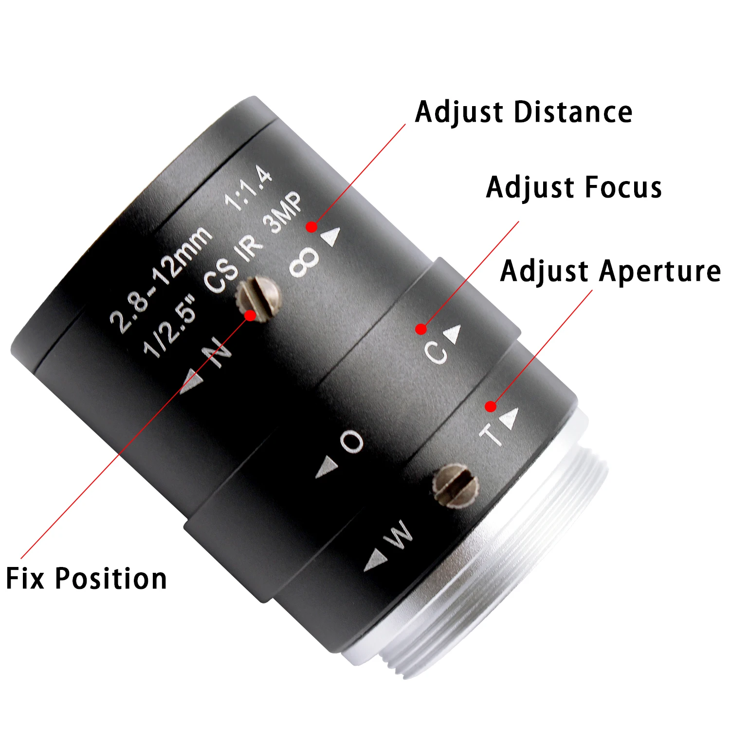 Camera Lens Megapixel Fixed Iris HD CCTV Camera Lens 2.8-12mm Varifocal HD Security Camera Lens Manual Zoom & Focus M12 /CS Mount
