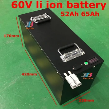 

60V 52Ah 65Ah Lithium li ion battery pack with BMS for electric scooter power supply motorcycle energy storage system+5A charger