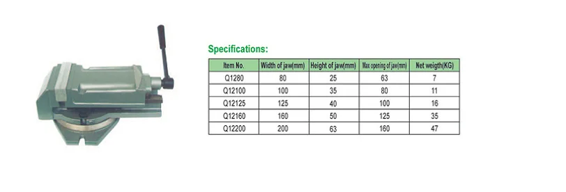 Q12100 Swivel Base Precision Machine Vice/Vise for Milling and Drilling Machine