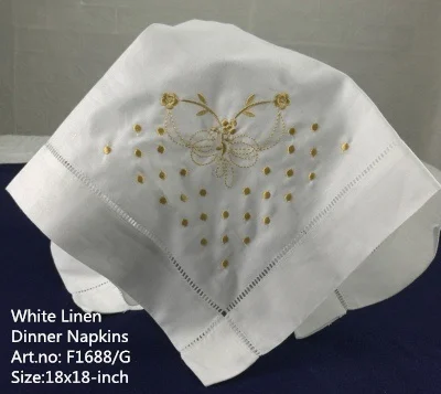 Набор из 12 Fshion носовых платков белая льняная прошитая скатерть 1" x18"-дюймовая лестница вышитые цветочные Столовые Салфетки