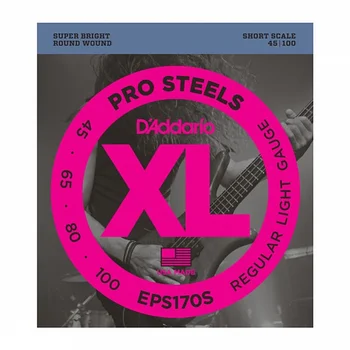 

Eps170s prosteels string kit for bass guitar, light, 45-100, short scale, D'Addario