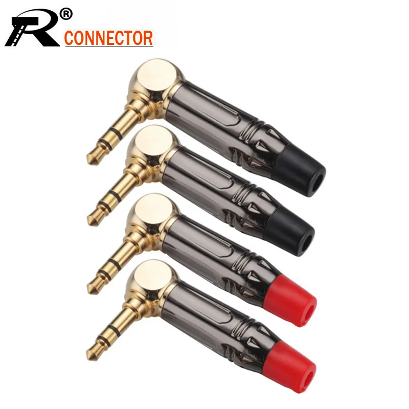 100pcs lot Right Angle 3 5mm 3 Poles Stereo Male Plug Gold Plated Soldering 3 Pins 3 5mm Stereo Plug DIY Headphone Jack
