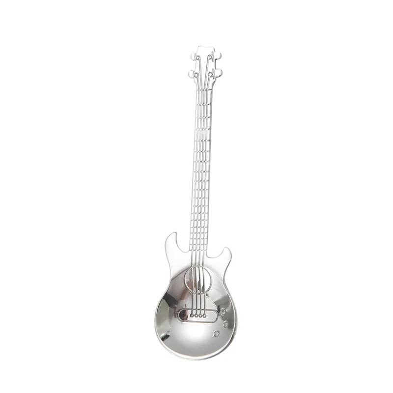 

Useful Stainless Steel Cartoon Guitar Milk Spoon Coffee Ice Cream Teaspoon New