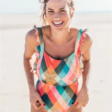 Сексуальный цельный купальник, женский купальник, монокини с пуш-апом, купальный костюм с рюшами, женская пляжная одежда, купальный костюм с принтом, Bather XL