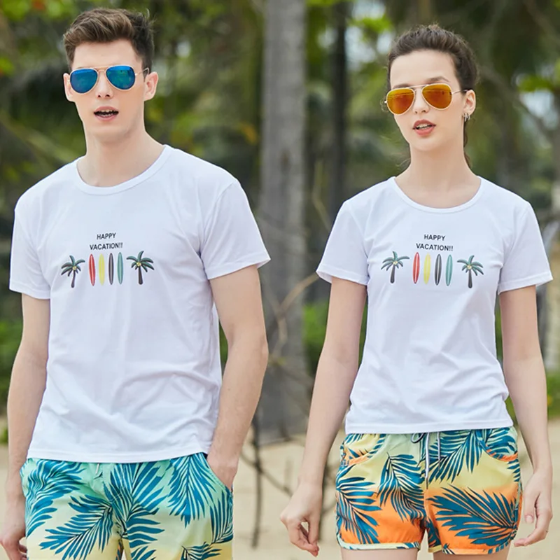 Lovers Swimming T-shirts Short-sleeved T-shirt Men's Bottom Shirt Couples Clothes Surfing Beach T-shirt Summer