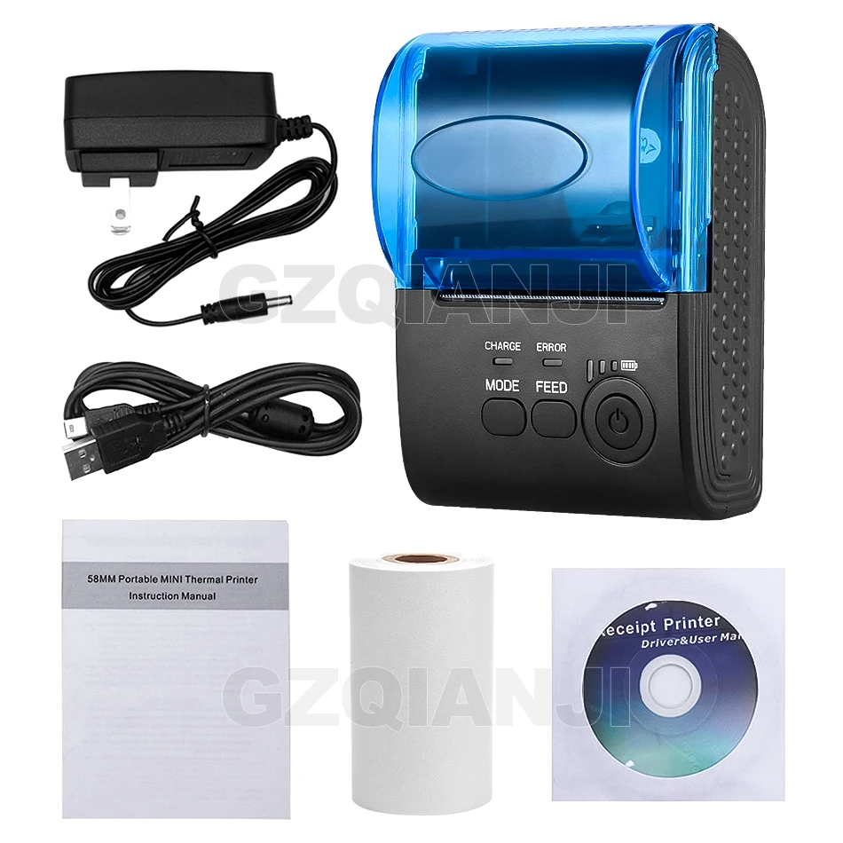GZM5802 Bluetooth портативный мини термопринтер чековый POS принтер 58 мм перезаряжаемый аккумулятор Поддержка Android iOS ESC/POS
