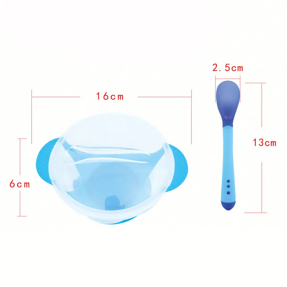 Baby Feeding Tableware Antiskid Suction Feeding Bowl Baby Kids Child Feeding Lid Training Bowl With Spoon Set Dishes