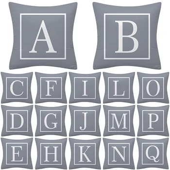 

1Pcs Gray Letter Alphabet Decorative Cushion Cover Polyester Throw Pillowcase 45*45CM Sofa Home Car Decorative PillowCover 41024