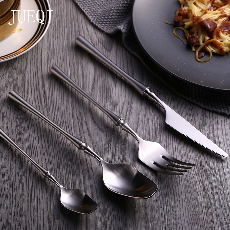 Stainless Steel Golden Cutlery Set Mirror Polishing Camping Dinnerware Tableware Dinner Knife Fork Foods Tools Kitchen Tableware