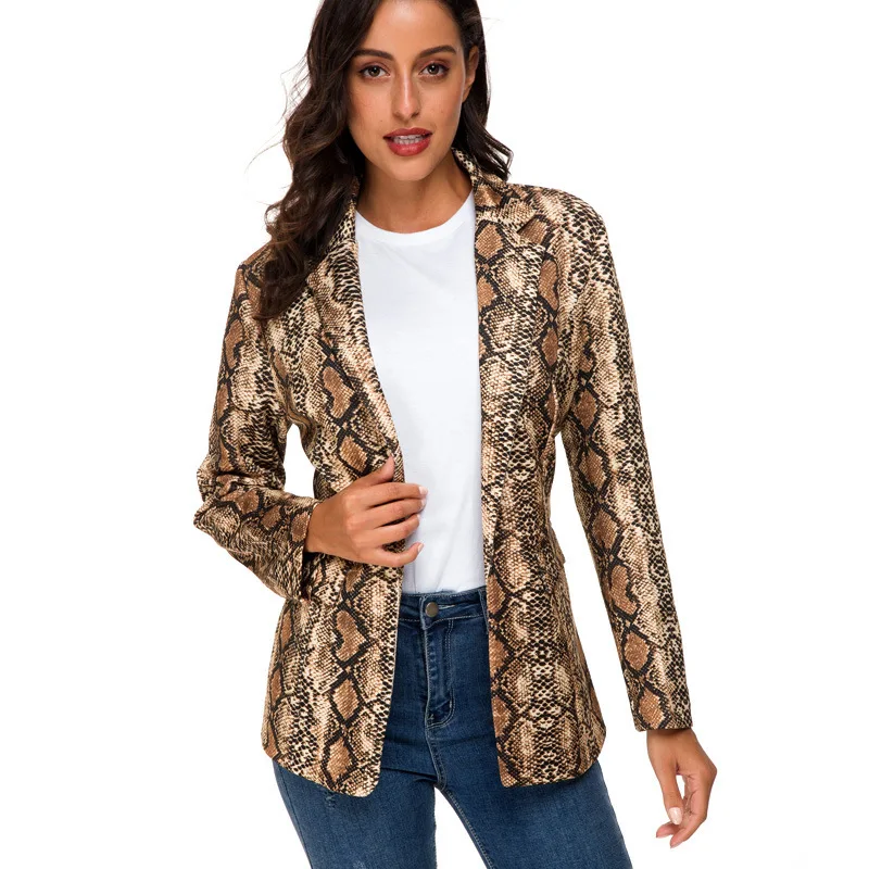 

Small Suit Slim Jacket Jacket Print Fashion Foreign Trade New Collar Long Sleeve 2020 Spring and Autumn Women 2019 Nian Spring