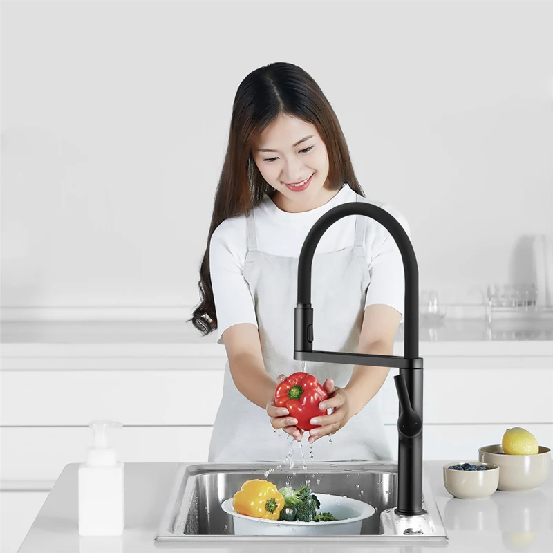 

DABAI Kitchen Sink Faucet With Pre Riser Sprayer 300 Rotating Arm 2 Spray Mode Sinks Hot & Cold Mixer Tap Water Crane for XIAOMI