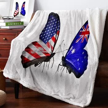 

Animal Blue Butterfly American Flag Warm Soft Blanket Office Sofa Plush Blanket Bedspreads Quilt Drop Ship