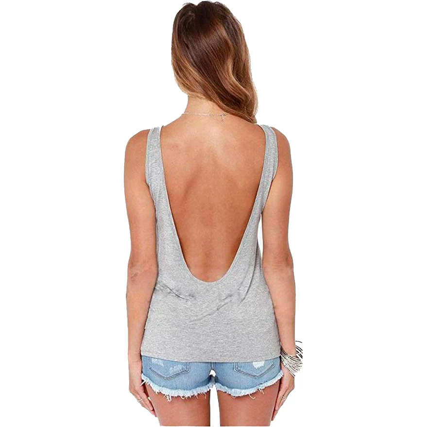 Женский жилет с глубоким v образным вырезом на спине майка без рукавов Тонкий Топ
