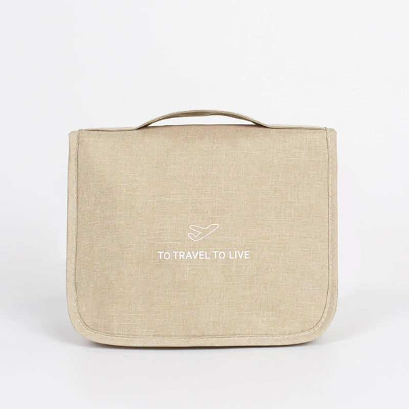 Hanging Travel Storage Zip Bag Cosmetic Luggage Organizer Makeup Bag Waterproof Toiletry Bags Women Men Travel Accessories Pouch - Цвет: Khaki