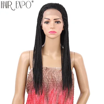 

18inch-22inch Long Afro Hair Box Braided Synthetic Lace Front Wig 13X2 Lace Wigs For Black Women Hair Expo City
