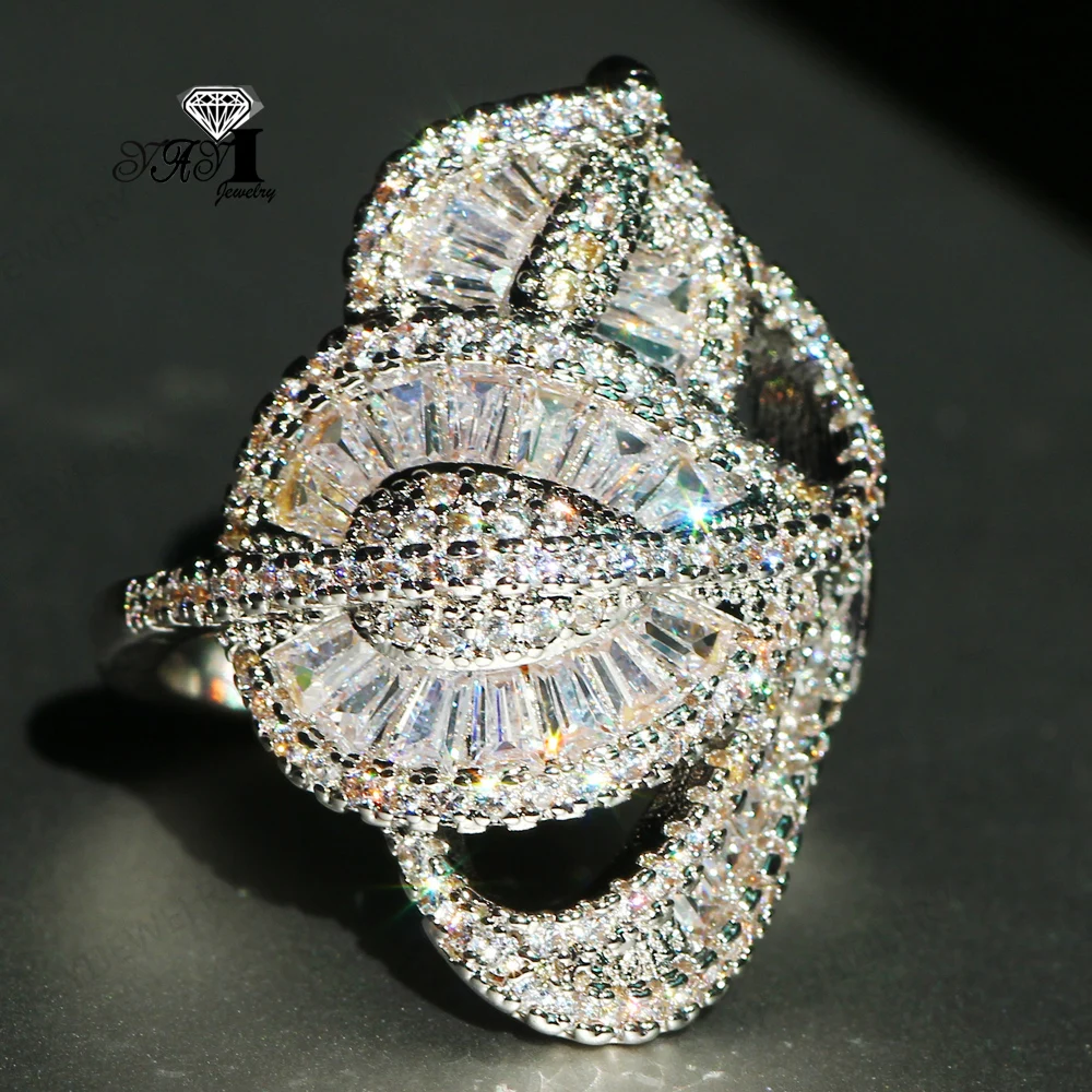 

YaYI Jewelry Fashion Princess Cut Prong Setting White Cubic Zirconia Silver Color Engagement Wedding Party Leaves Gift Rings