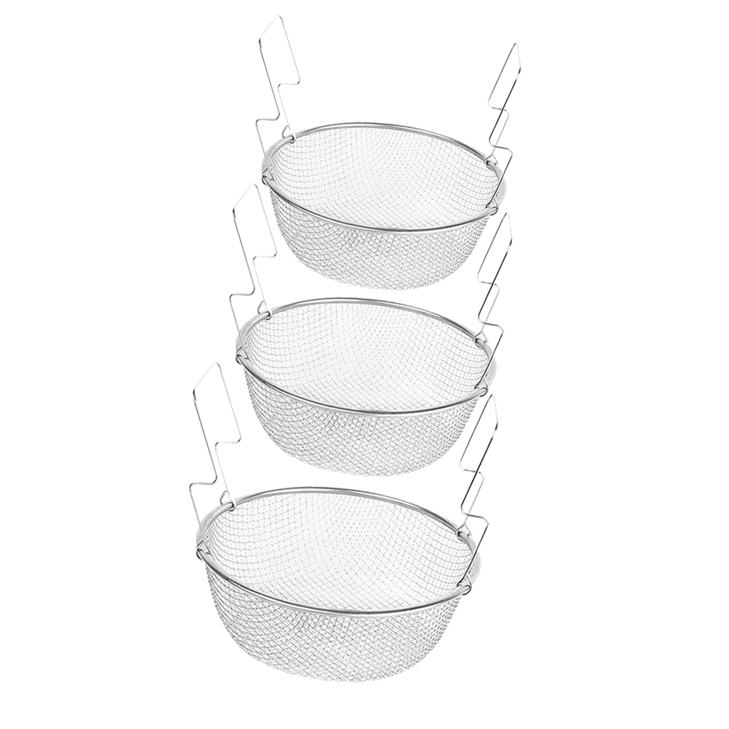 Chip Pan Basket Fryer Fries Strainer Stainless Steel Wire Bucket Kitchen Tool