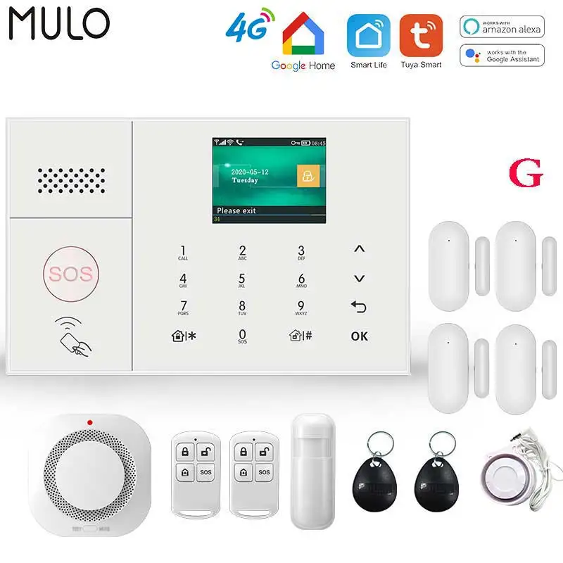 wireless security keypad MULO 4G 3G Security Alarm Systems for Home with Smart Motion Detector and Door Sensor PG108 security alarm keypad Alarms & Sensors